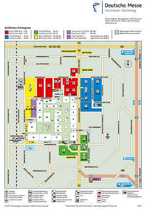 Übersicht über die Parkmöglichkeiten auf dem Messegelände Hannover.